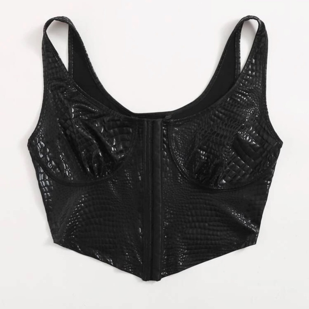 Snakeskin Leather Crop Top
